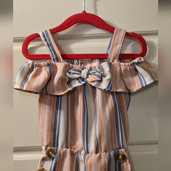 Little Lass Striped Ruffle Romper One Piece - Picture 2 of 5